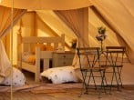 Bed and table Bed and table